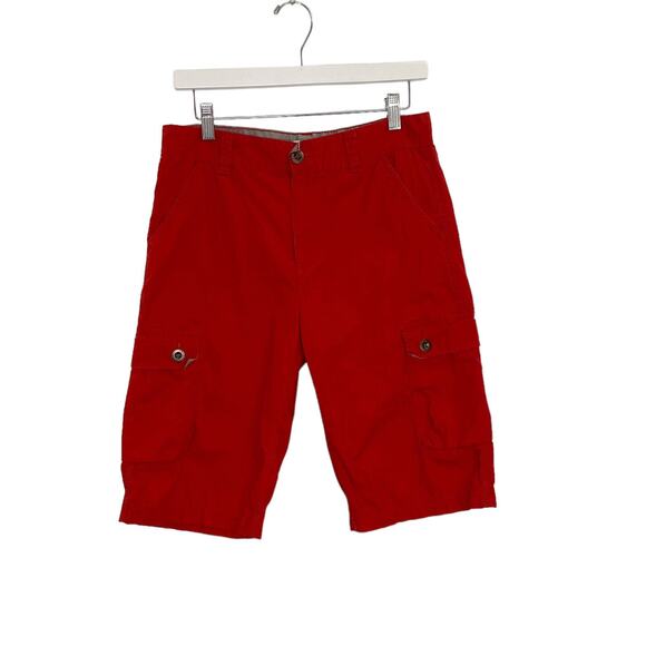 Levi's Shorts Juniors Size 18 Red Cargo White Tab Waist 29" Inseam 12.5" RipStop - Picture 1 of 10